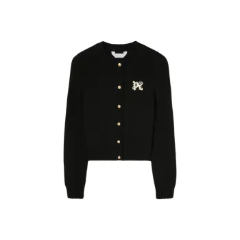 PALM ANGELS Monogram Intarsia Knitted Cardigan