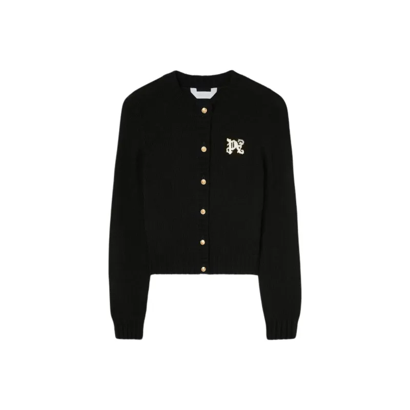 PALM ANGELS Monogram Intarsia Knitted Cardigan-0