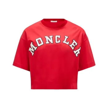 Moncler SS24 Year Of The Dragon Collection Drop Shoulder Sleeve T-Shirt Women's Red