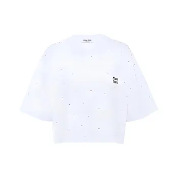 MIU MIU FW22 Drop Shoulder Sleeve T Shirt Women's White