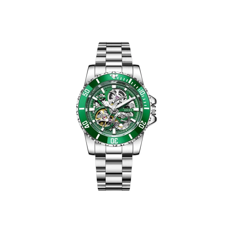AOUKE Diver Collection Mechanical Movement Stainless Steel Watchband Watch Men's Watches Cut Out Dial-5
