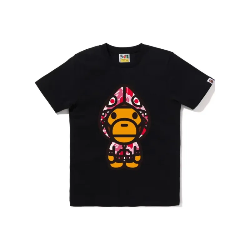 Bape Women's Abc Camo Shark Hoodie Milo Tee White/Pink-5