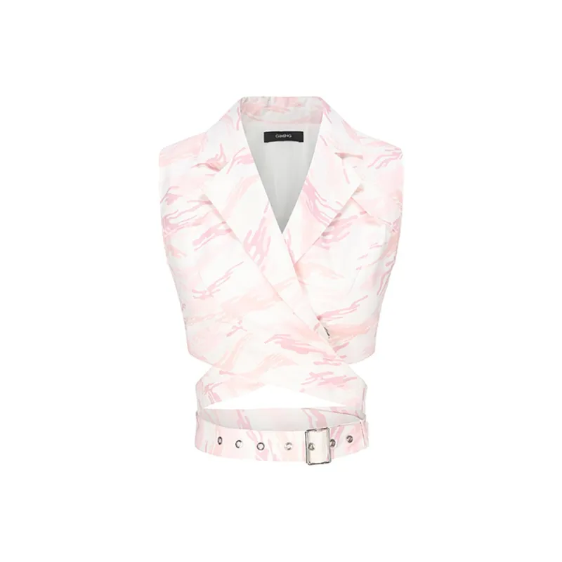 GIMING Crop Top Women's Camouflage Pink-0