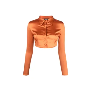 GCDS Cropped Satin Shirt