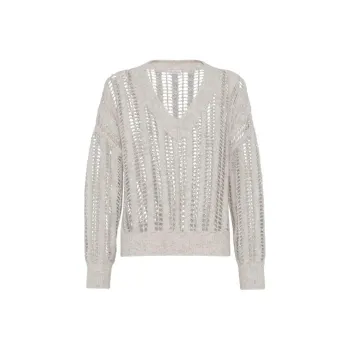 Brunello Cucinelli V Neck Open Knitted Jumper