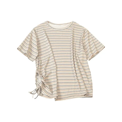 TOUCH Regular T Shirt Women's Apricot Stripes