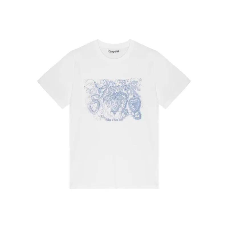 GANNI Motif embroidered T shirt-0