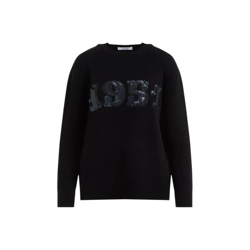 MaxMara Plata Logo Embellished Crewneck Jumper-0