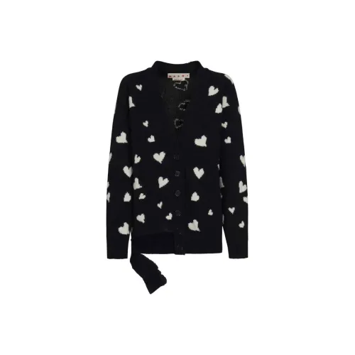 MARNI Heart-Printed V-Neck Button-Up Cardigan