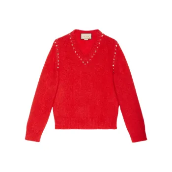 GUCCI Women's Mohair With Studs Sweater Red