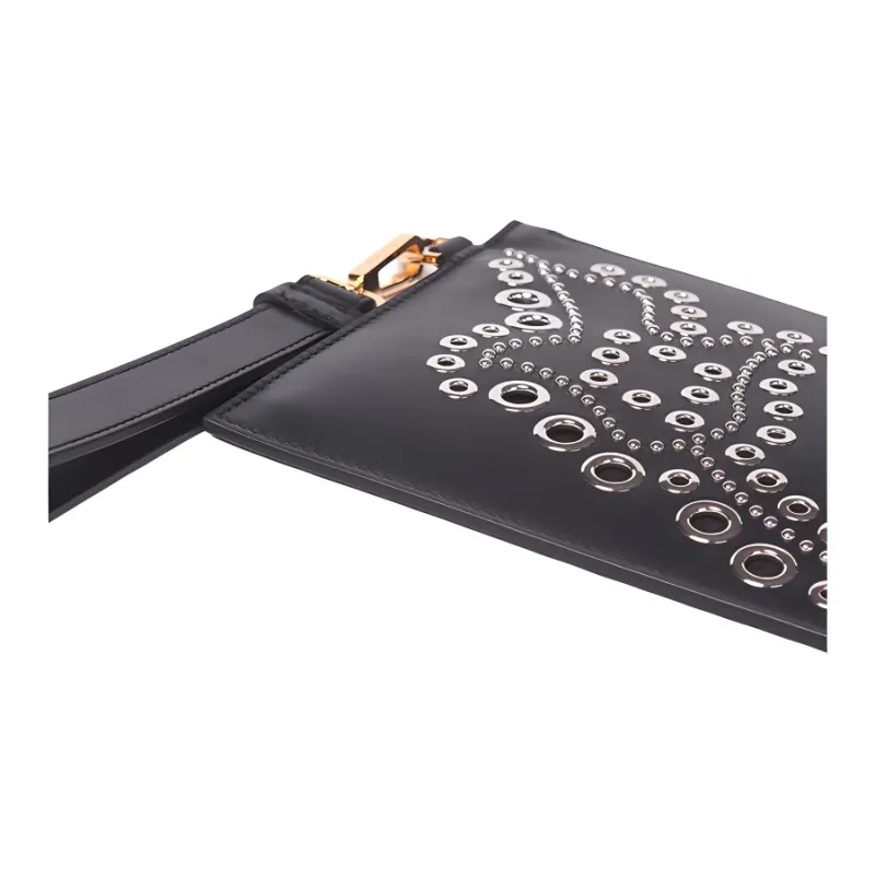 FANSIZHE VERSACE Leather Clutch Unisex Black-3