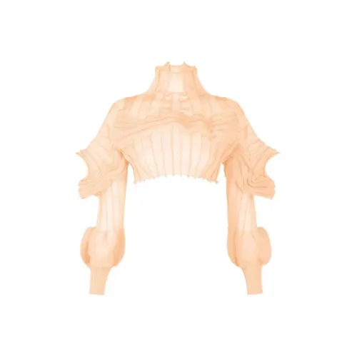 ISSEY MIYAKE Crop Tops Women's Light Camel