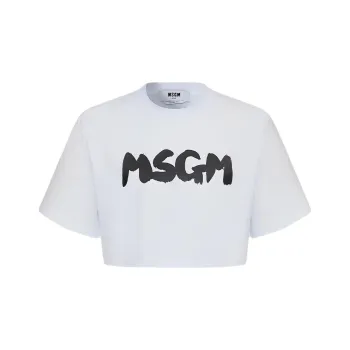 MSGM SS24 Drop Shoulder Sleeve T Shirt Women's White