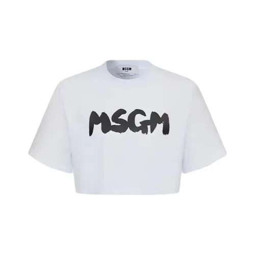 MSGM SS24 Drop Shoulder Sleeve T Shirt Women's White