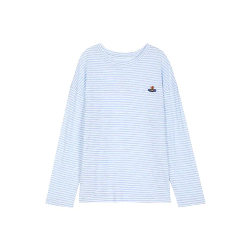 COVER TIME T Shirt Women's Blue Stripes-0