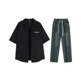 Set (Black Top+Vintage Blue Pants)