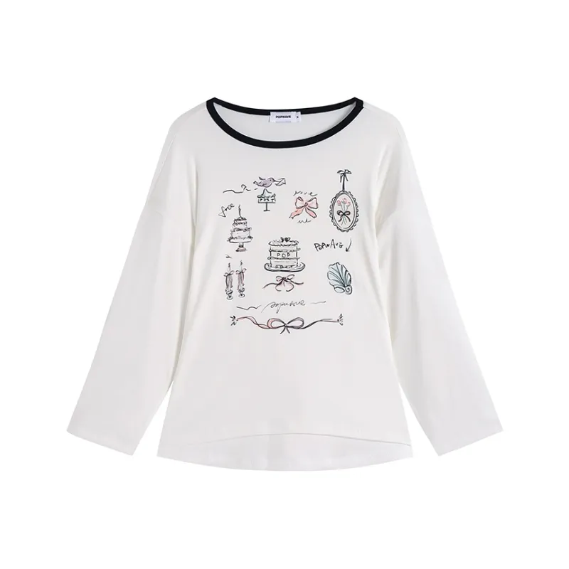 POPWAVE T Shirt Women's Print Lace Up-0