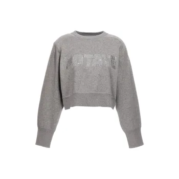 Rotate Logo Embellished Knitted Cropped Jumper