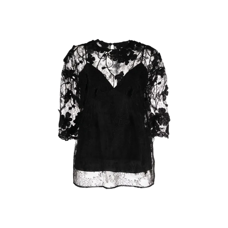 ELIE SAAB Drop Shoulder Sleeve T Shirt Women's Black-0