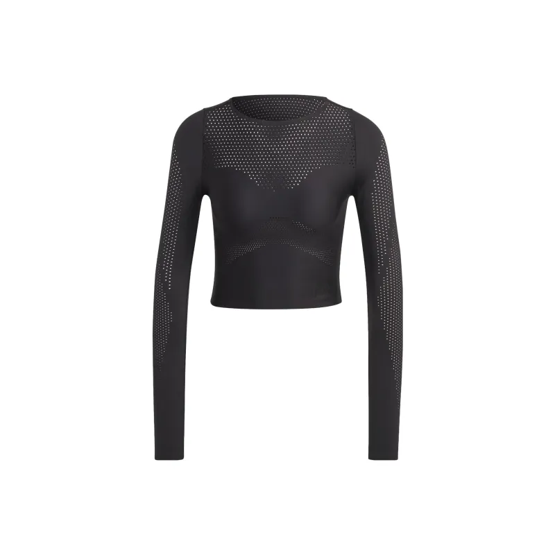Adidas Best Of Adidas Cropped Long-Sleeve Top T-Shirt Women's Black-0