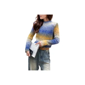 NANING9 Sweater Women's Colorful Blue