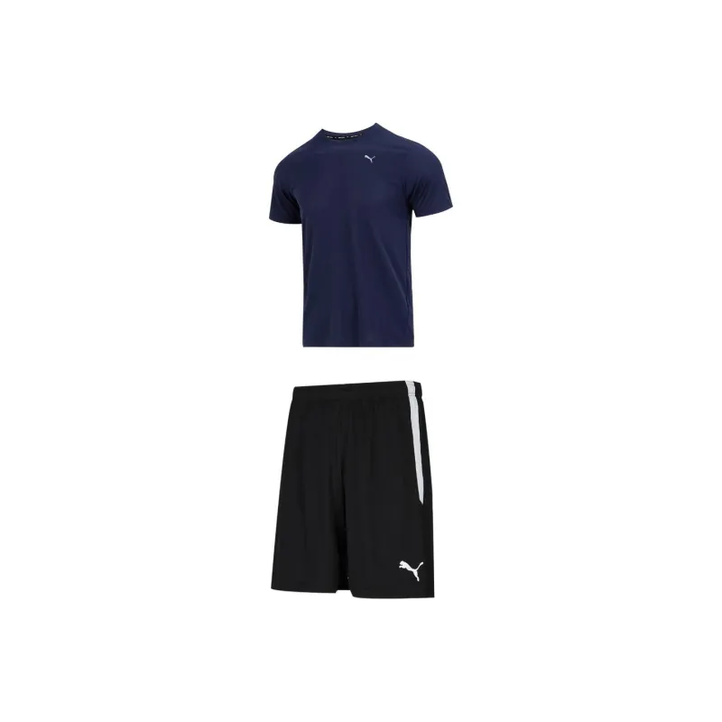 PUMA Casual Sportswear Men Set Blue T-Shirt+Black Shorts-0