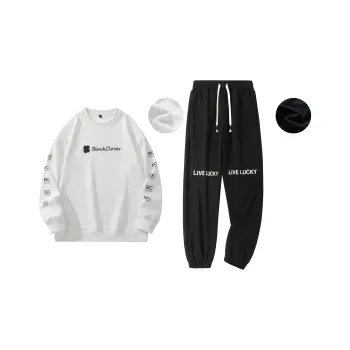 BLACK CLOVER Crew Neck Sweatshirt Set Unisex White
