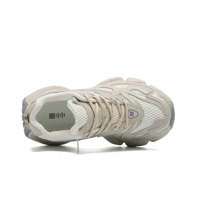 Circle Small Cushioning, Slip Resistant, Breathable, Supportive, Lightweight Low Top Chunky Sneakers Women's Ecru-4