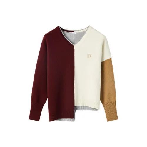 LOEWE Anagram Asymmetric Sweater 'Brandy/Burgundy/Cream'