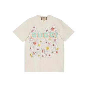 GUCCI Drop Shoulder Sleeve T-Shirt Women's Ecru