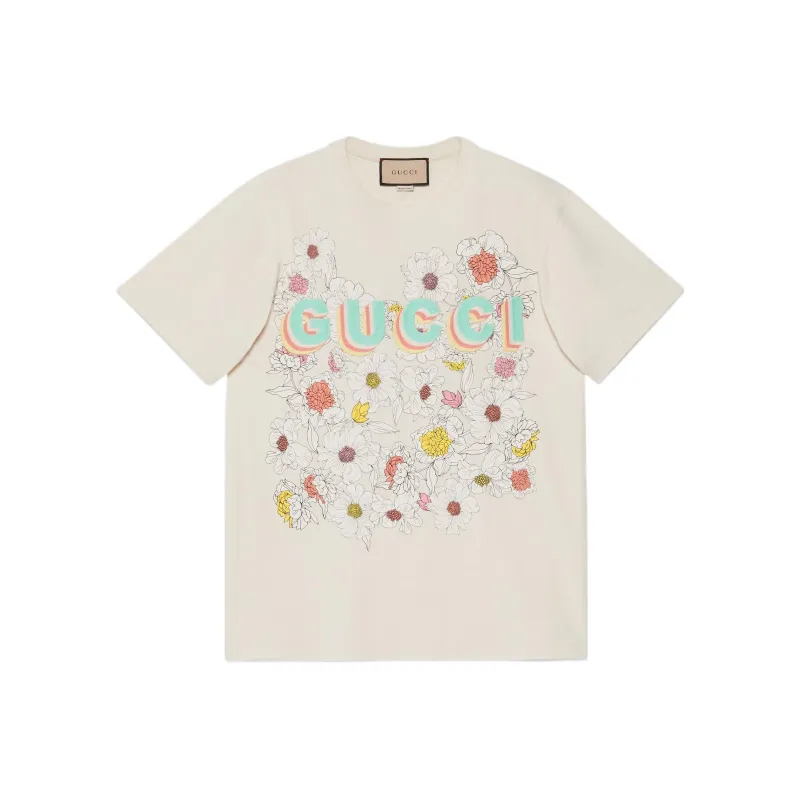 GUCCI Drop Shoulder Sleeve T-Shirt Women's Ecru-0