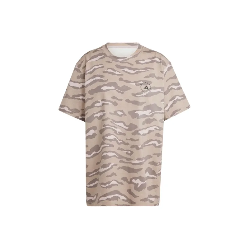 Adidas x Stella McCartney Drop Shoulder Sleeve T Shirt Women's Shadow Trace Khaki Brown-0