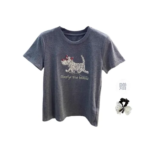 TUSHIFEI Regular T Shirt Women's Gray+Hair Tie Included