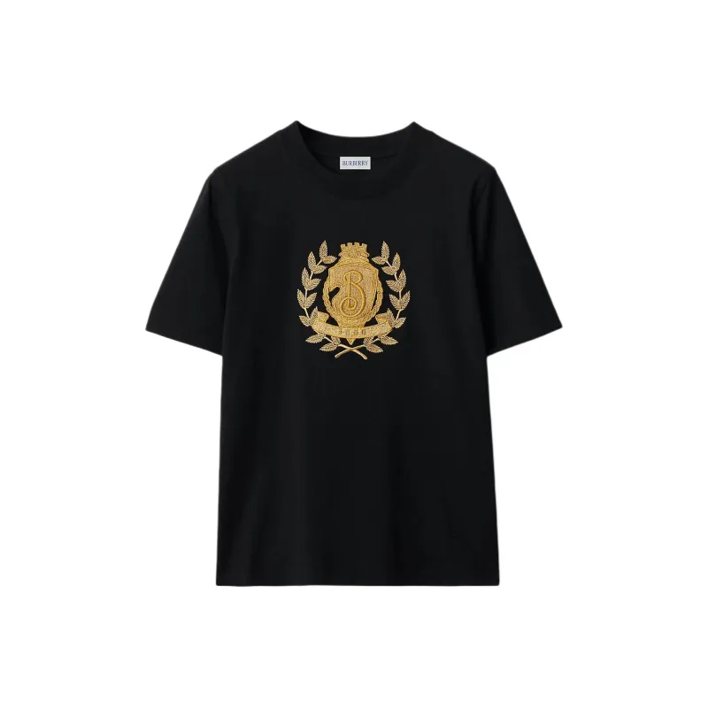 Burberry B Crest Embroidered Crewneck T Shirt-0