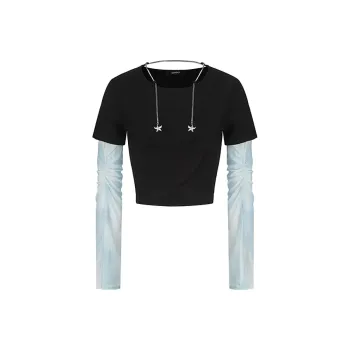 GIMING Crop Top Women's Black Blue