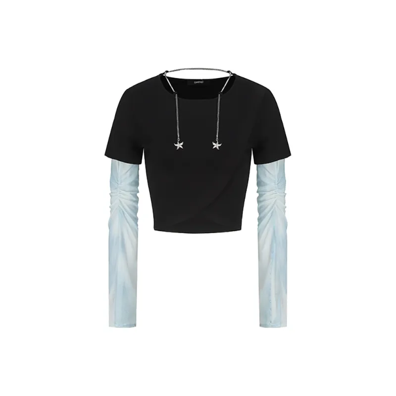 GIMING Crop Top Women's Black Blue-0