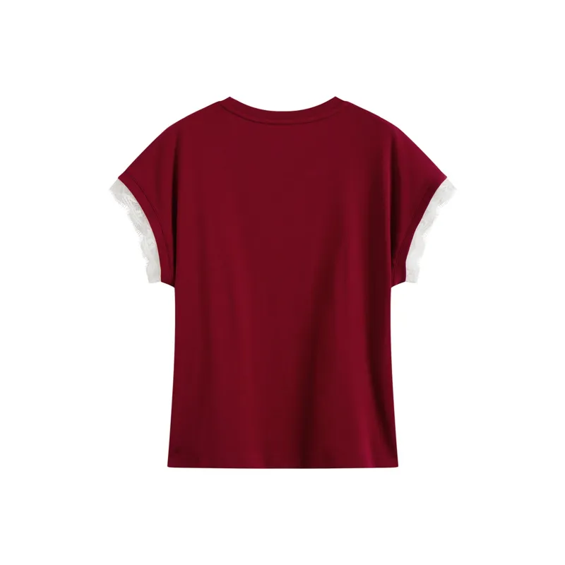 FASTFISH Regular T Shirt Women's Burgundy-1