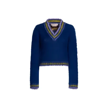 MARNI Long Sleeve V Neck Sweater 'Royal'