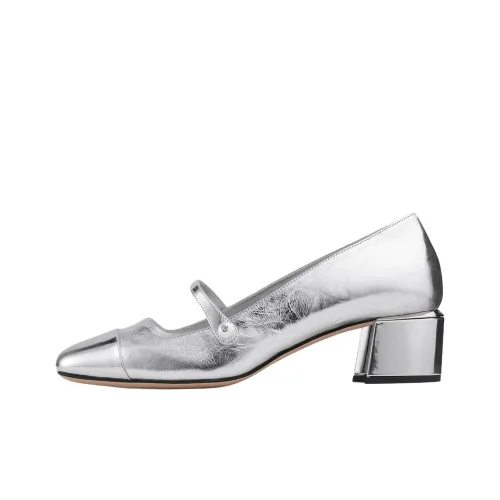Jimmy Choo Elisa Chunky Heel High Heels 4.5cm Women's Silver