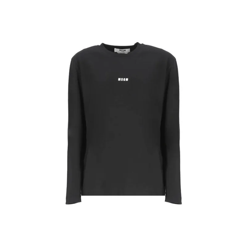 MSGM Logo Printed Long Sleeved T Shirt-0