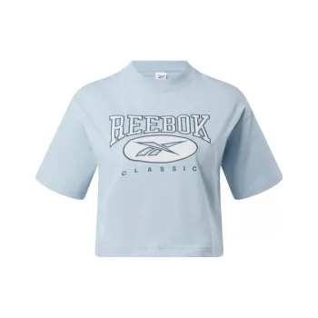 Reebok CL AE BIG LOGO CROP TEE T-Shirt Women's Light Blue