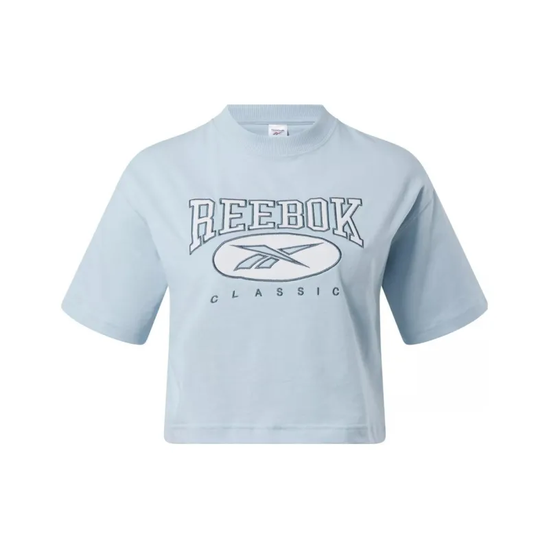 Reebok CL AE BIG LOGO CROP TEE T-Shirt Women's Light Blue-0