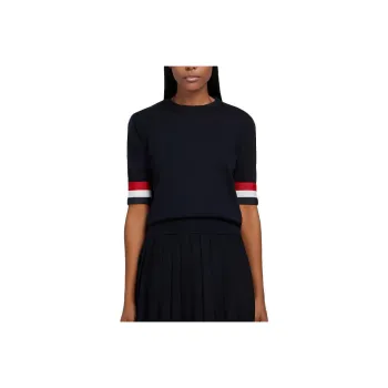 THOM BROWNE Rwb Cuff Fine Merino Tee