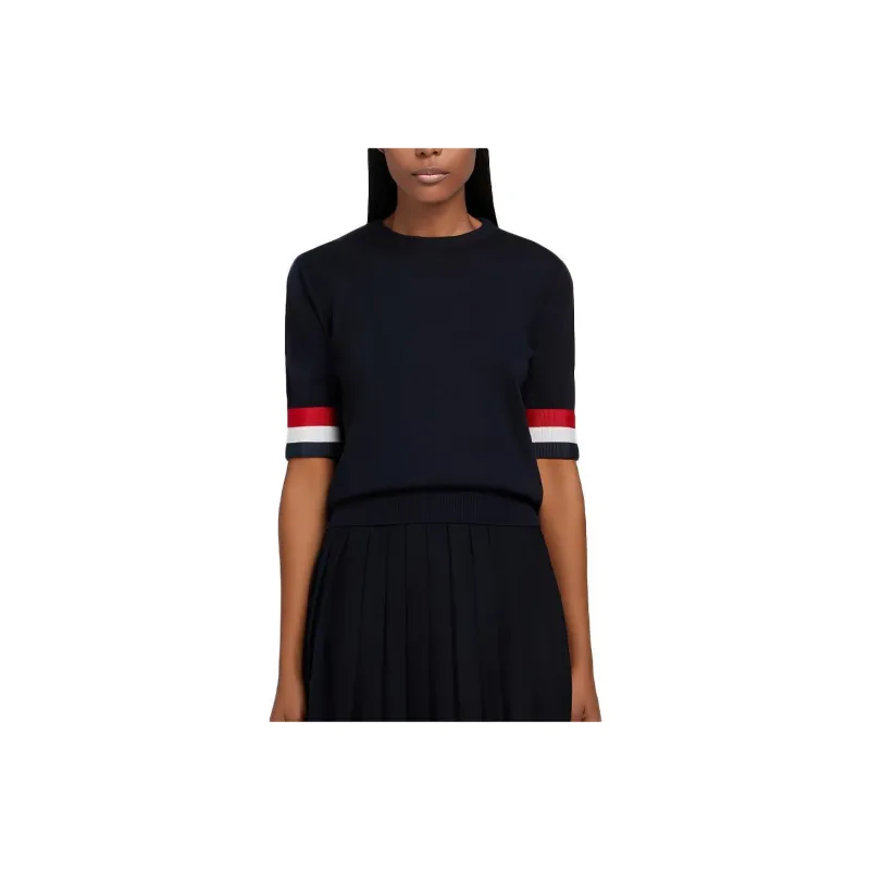 THOM BROWNE Rwb Cuff Fine Merino Tee-0