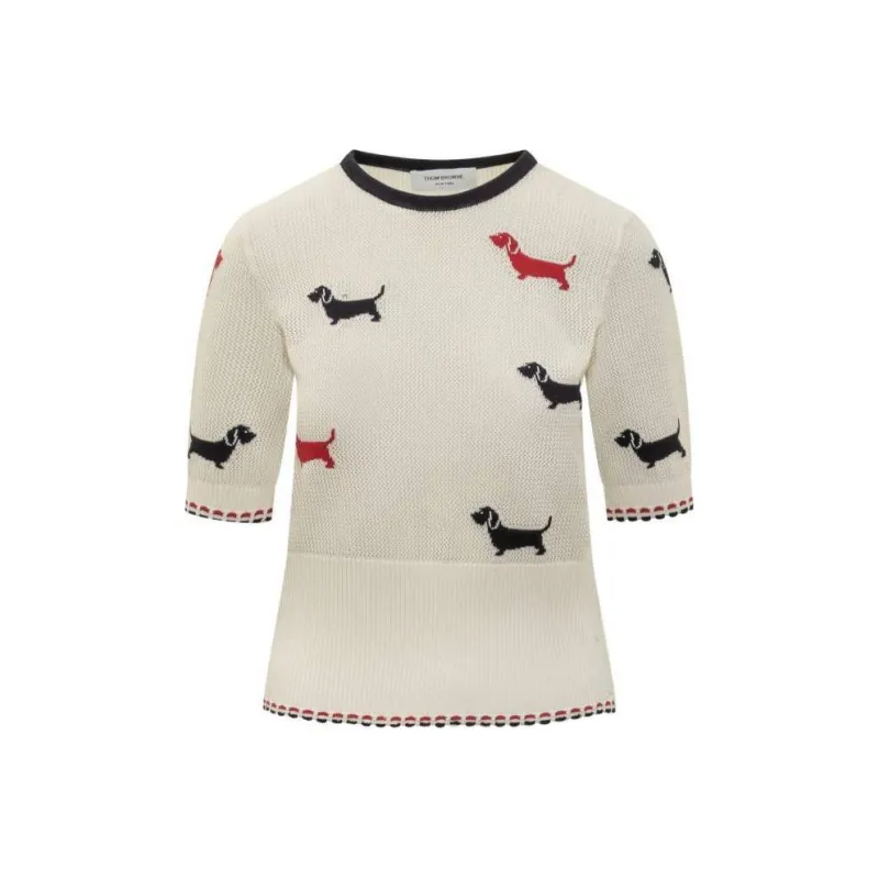 THOM BROWNE Hector Icon Mid Sleeved Knit Top-0