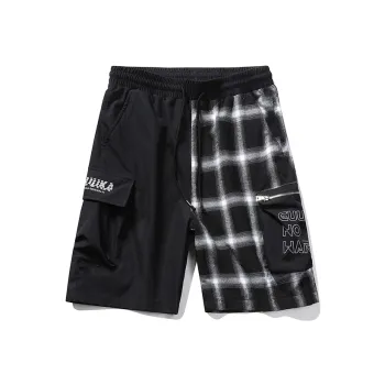 GUUKA TECH Casual Shorts Unisex Black White Plaid