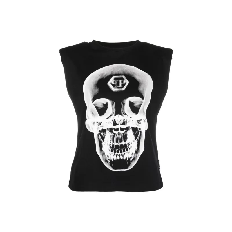 PHILIPP PLEIN Graphic print Sleeveless Top-0