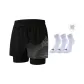 Black Silver Shorts (Comes with 3 Pack White Socks)