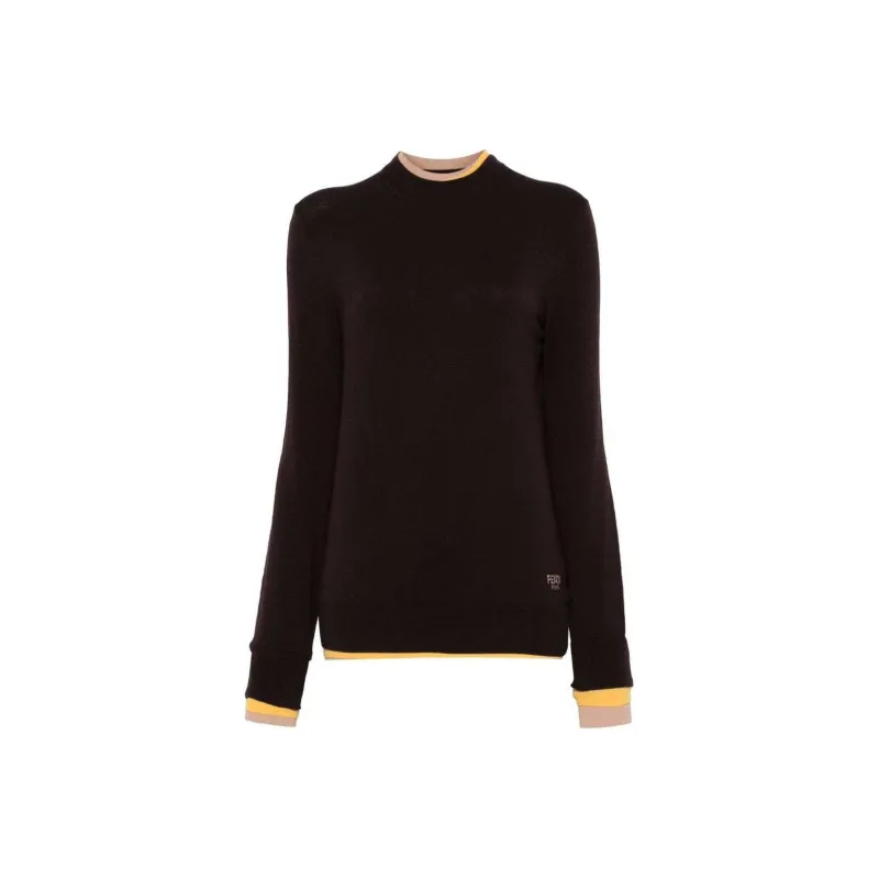 FENDI Logo Jacquard Layered Trim Jumper-0