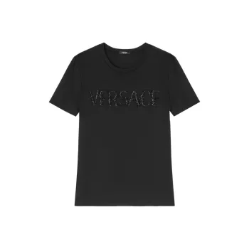VERSACE Logo Embellished Crewneck T Shirt